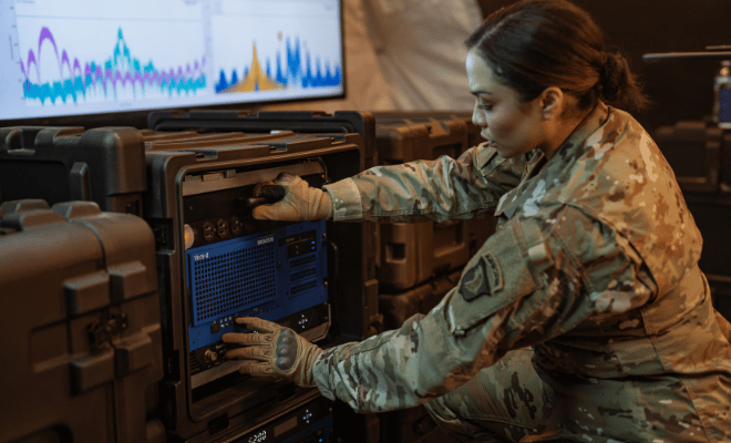 SKB 19 inch rackcase voor militaire elektronica en communicatieapparatuur in mobiele commandopost