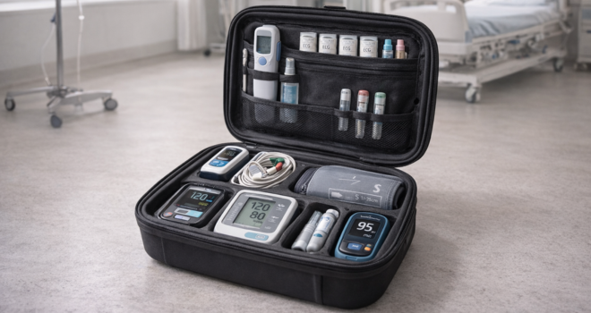 Shell case met medische apparatuur in ziekenhuisomgeving