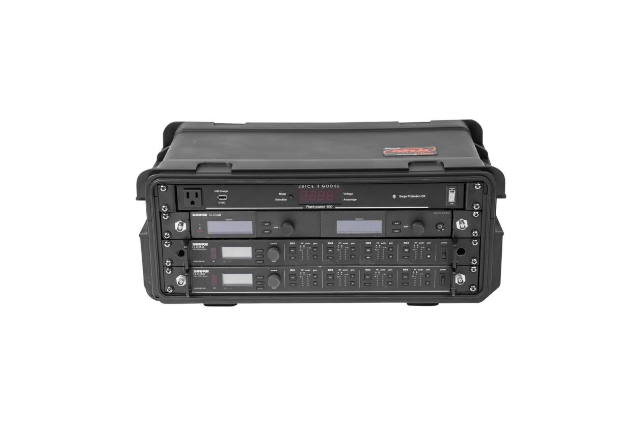 SKB - 4U Injectiegegoten - 28 cm Diepe Rack - met Wielen en Handvat