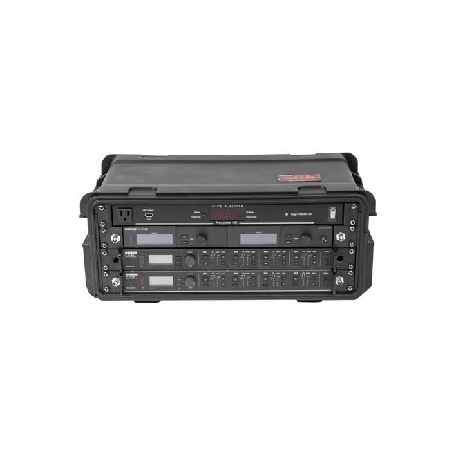 SKB - 4U Injectiegegoten - 28 cm Diepe Rack - met Wielen en Handvat