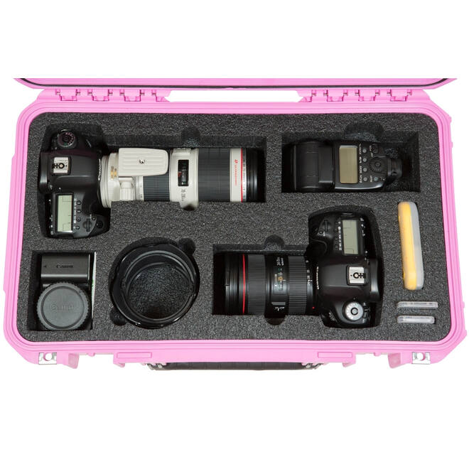 SKB - iSeries - Waterdichte Koffer - Roze - Twee DSLR’s en Twee Lenzen Inlay